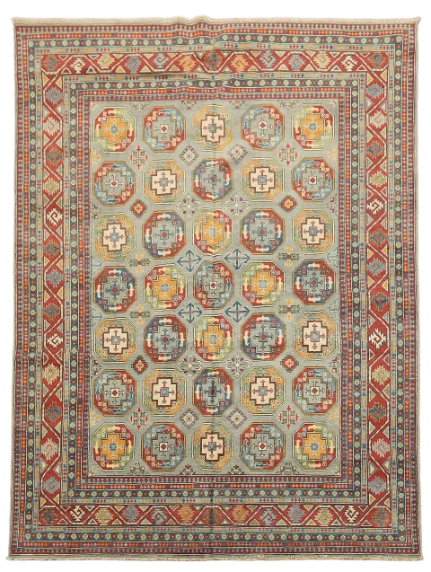Geometric Kazak Hand-Knotted Area Rug 8x11