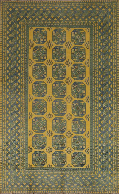 Green/ Yellow Kazak Oriental Area Rug 7x9