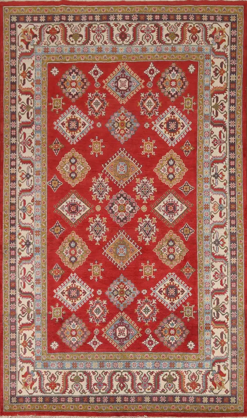 Geometric Kazak Oriental Area Rug 7x10