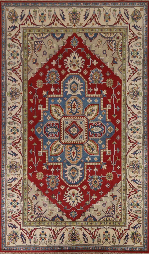 Geometric Kazak Hand-Knotted Area Rug 7x10