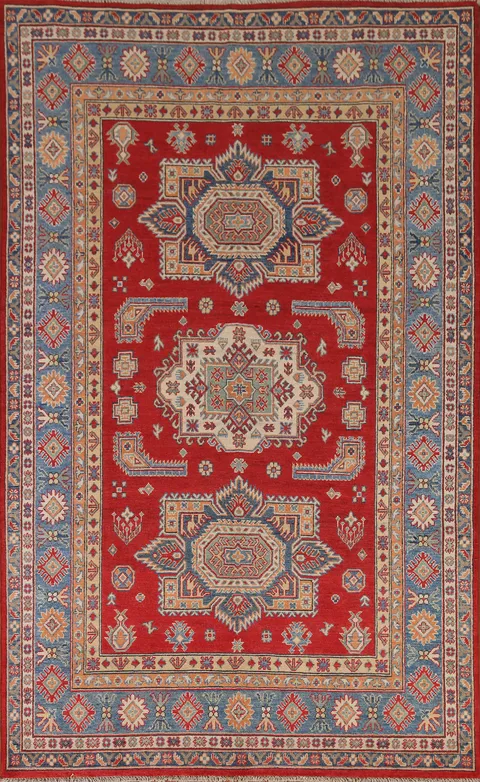 Geometric Kazak Hand-Knotted Area Rug 6x8