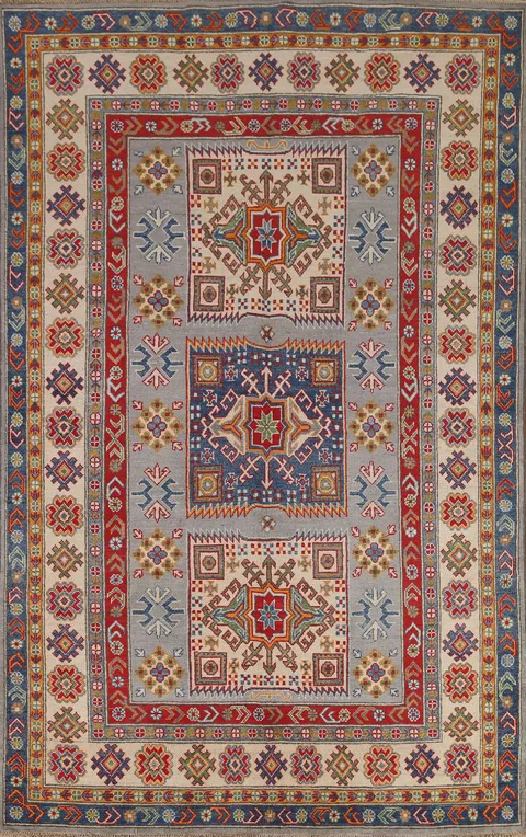 Geometric Kazak Oriental Area Rug 6x8