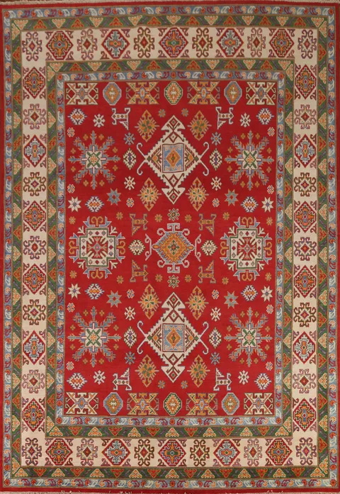 Geometric Kazak Red Area Rug 8x10