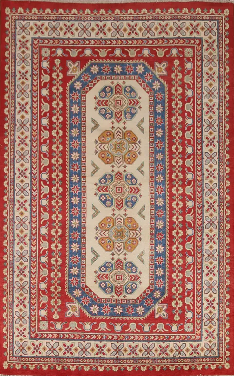 Geometric Kazak Oriental Area Rug 7x10