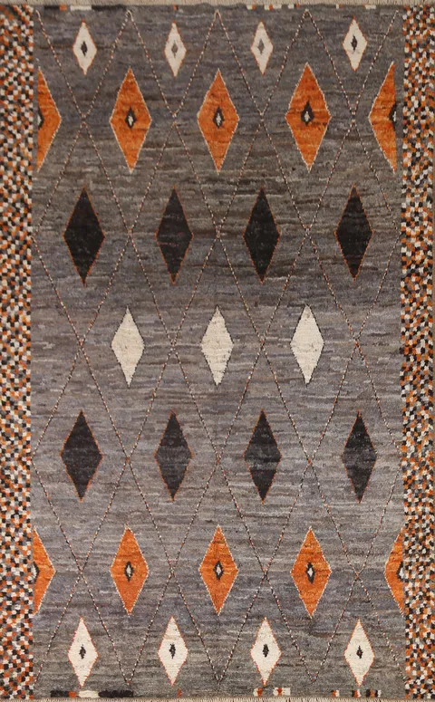 Gray Moroccan Oriental Area Rug 7x10