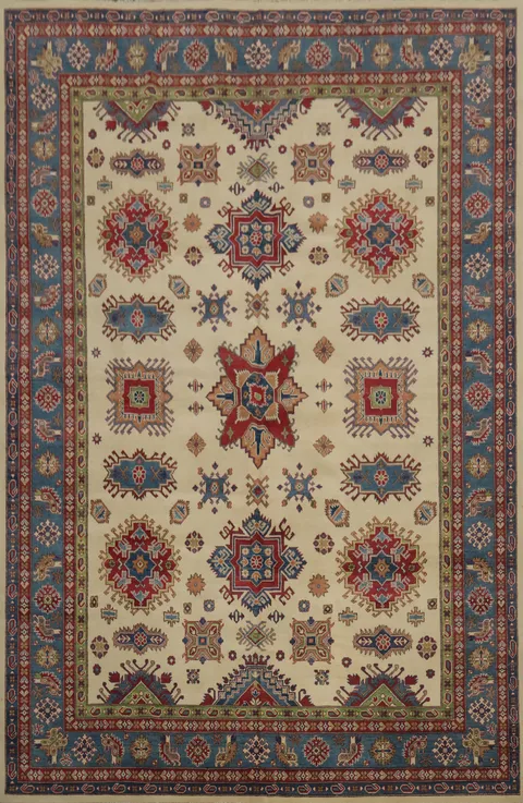 Classic Kazak Handmade Area Rug 9x12 with Vibrant Color Accents
