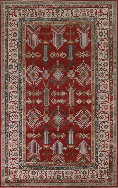 Geometric Kazak Oriental Area Rug 7x10
