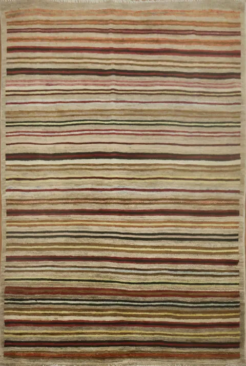 Striped Gabbeh Kashkoli Wool Area Rug 3x5
