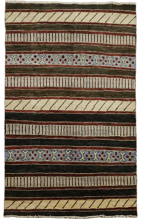 Striped Gabbeh Kashkoli Area Rug 3x5