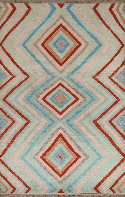Geometric Gabbeh Kashkoli Wool Area Rug 5x7