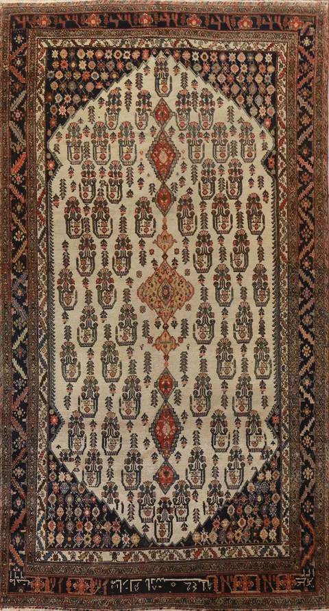 Pre-900 Antique Bakhtiari Vegetable Dye Persian Rug 9x15