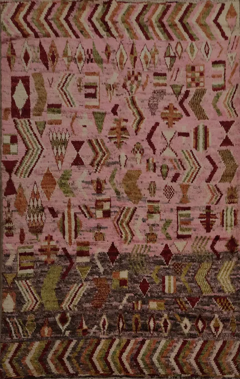 Unique Ethnic Pink Moroccan Area Rug 7x9 to Transform Any Room