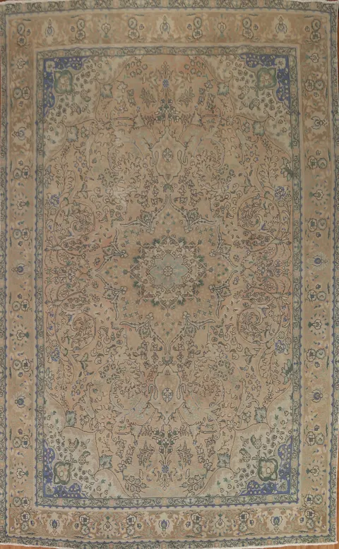 Distressed Wool Tabriz Persian Area Rug 10x13