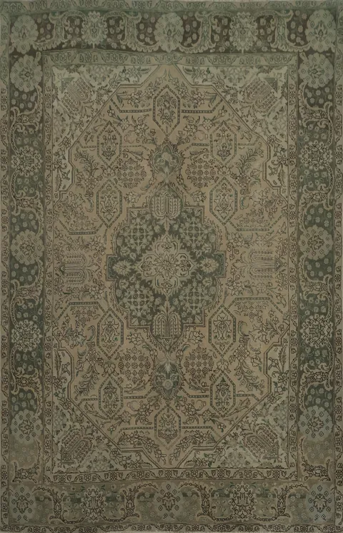 Earthy Toned Tabriz Persian Area Rug 8x11 with Intricate Classic Designs