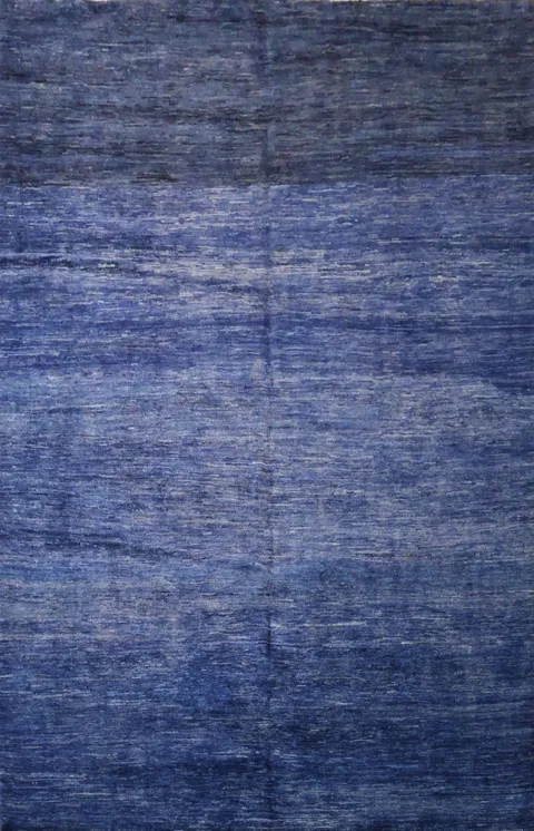 Chic Blue Tones Handmade Gabbeh Wool Rug for a Stylish Home Space 6x10 ft