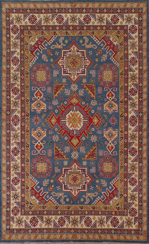 Blue Geometric Kazak Pakistan Area Rug 7x10