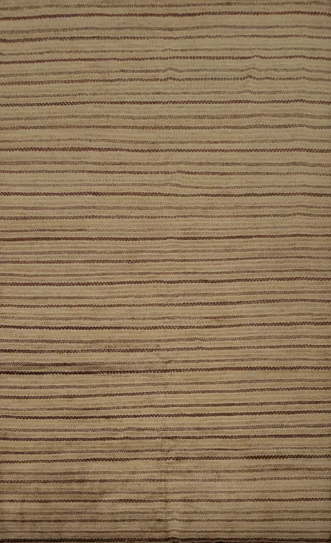 Beige and Brown Stripes Modern Gabbeh Kashkoli Area Rug 7x10