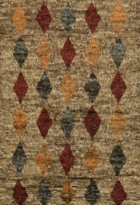 Bohemian Earth Tone Rug Featuring Classic Diamond Design 6x9