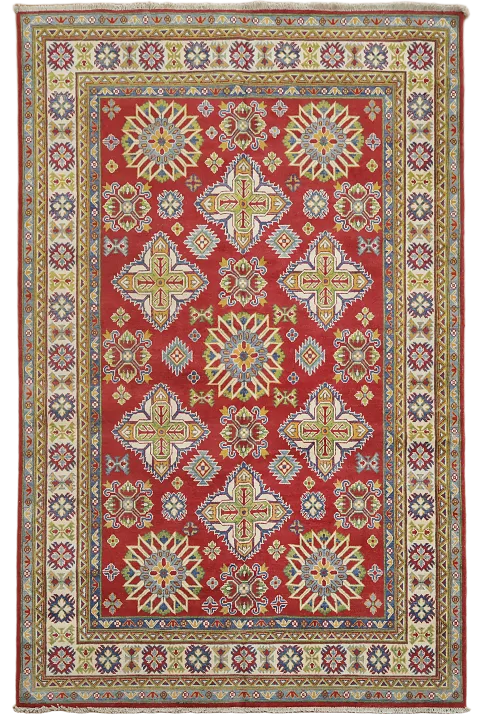 Geometric Red Kazak Oriental Area Rug 7x10