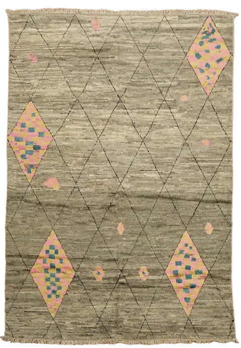 Trellis Wool Moroccan Area Rug 7x10