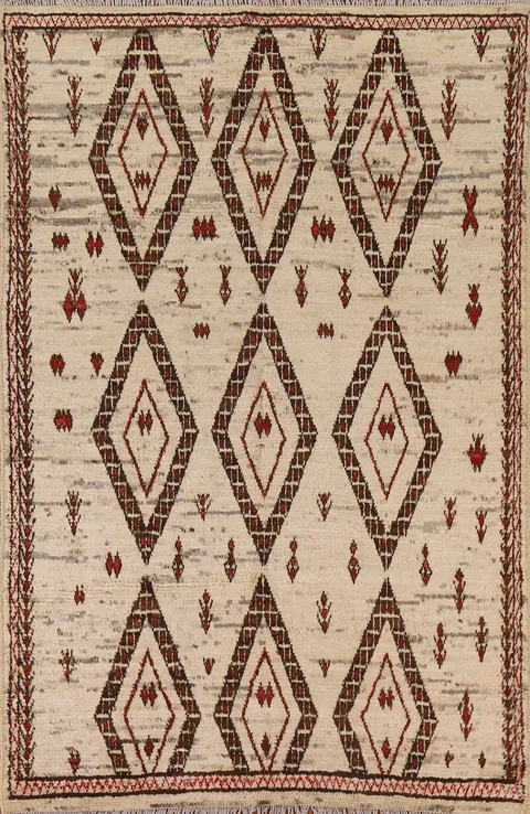 Geometric Wool Moroccan Area Rug 6x8