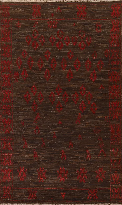 Dark Brown Moroccan Oriental Area Rug 7x10