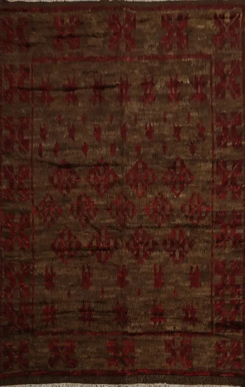 Rich Textures Brown and Red Moroccan Berber Area Rug 8x11