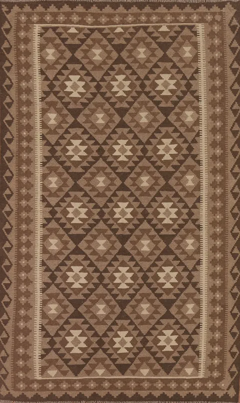 Geometric Kilim Wool Area Rug 5x8