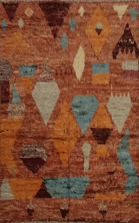 Bold Geometric Complements Earthy Tones Moroccan Berber Area Rug 7x10