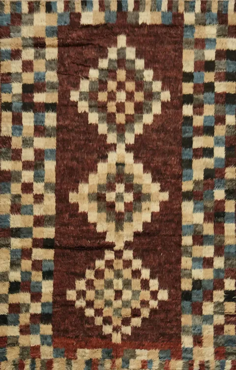 Checkered Moroccan Tribal Area Rug 6x10