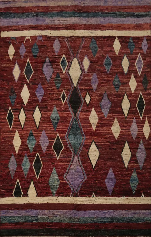 Geometric Moroccan Wool Area Rug 9x12