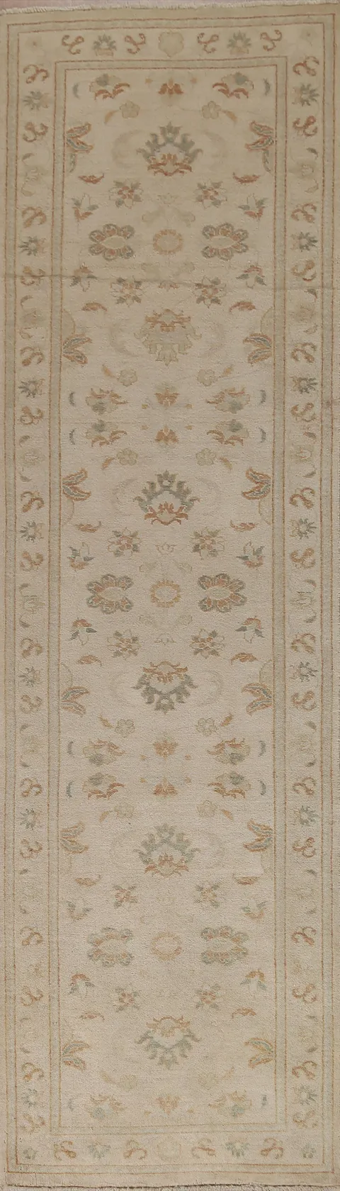 Floral Oushak Turkish Runner Rug 3x10