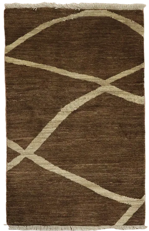 Contemporary Brown and Beige Rug with Stylish Patterns 2x3