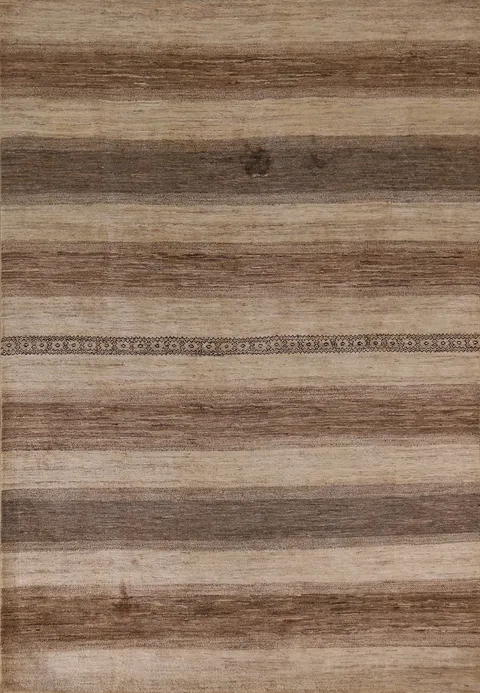 Striped Gabbeh Kashkoli Modern Area Rug 7x8