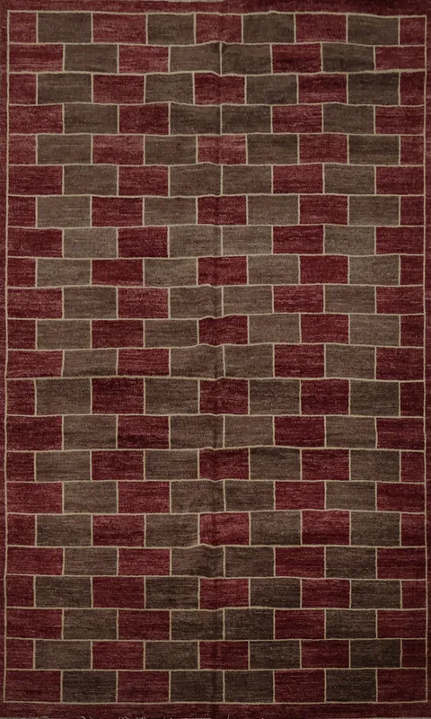 Modern Gabbeh Kashkoli Oriental Area Rug 6x9