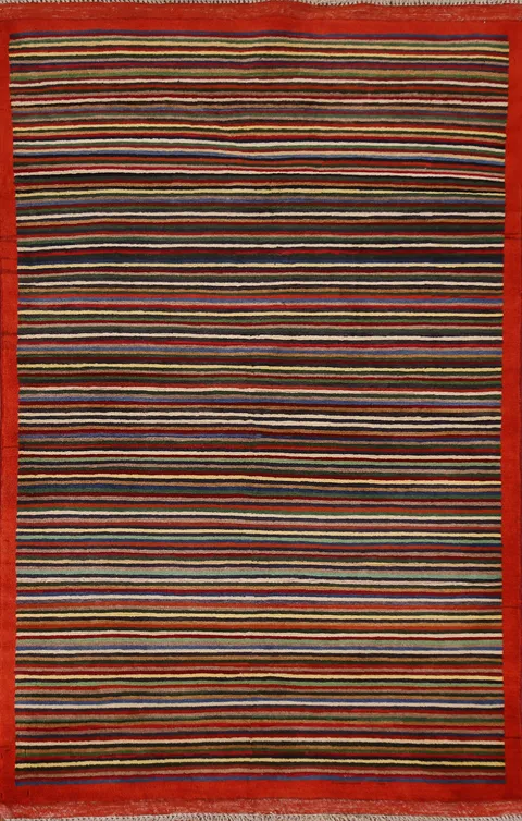 Striped Gabbeh Kashkoli Modern Area Rug 3x5