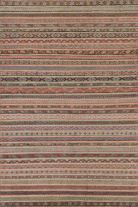 Striped Gabbeh Kashkoli Wool Area Rug 5x7