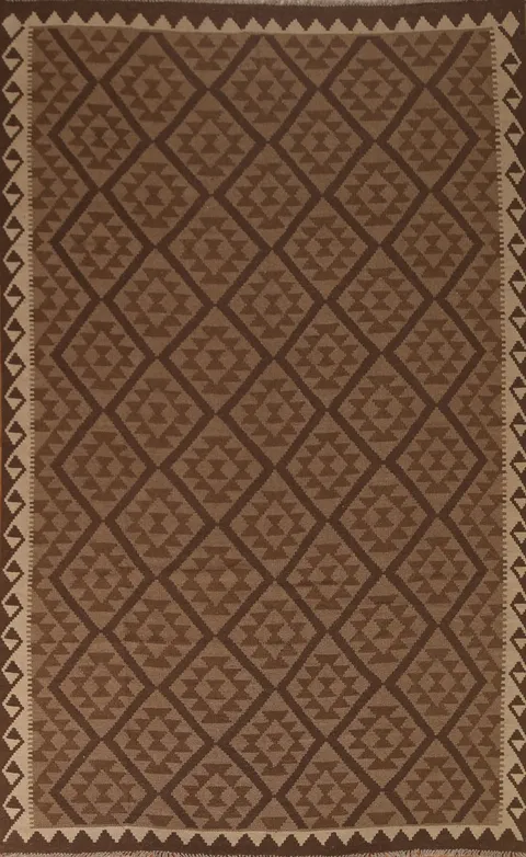 Tribal Kilim Brown Area Rug 7x10