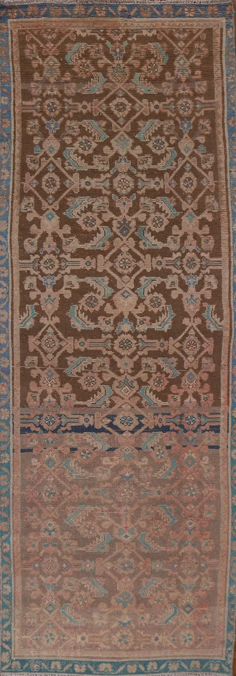 Vintage Brown Malayer Persian Runner Rug 3x10