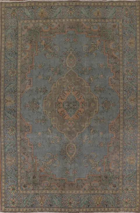 Over-Dyed Distressed Tabriz Persian Area Rug 8x11