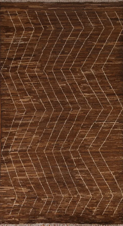 Chevron Moroccan Brown Area Rug 5x8