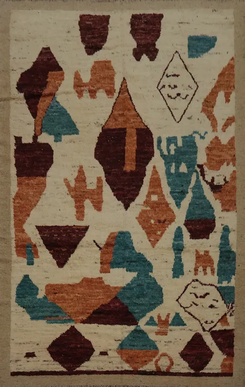 Vibrant Abstract Moroccan Area Rug 7x10 for Modern Home Decor