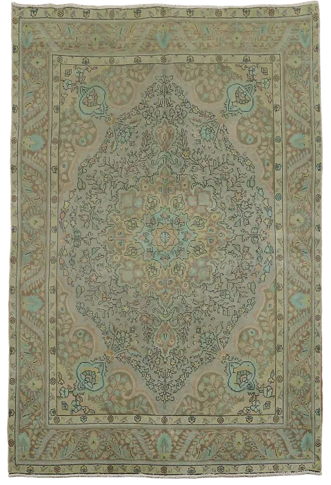 Distressed Over-Dyed Tabriz Persian Area Rug 7x10