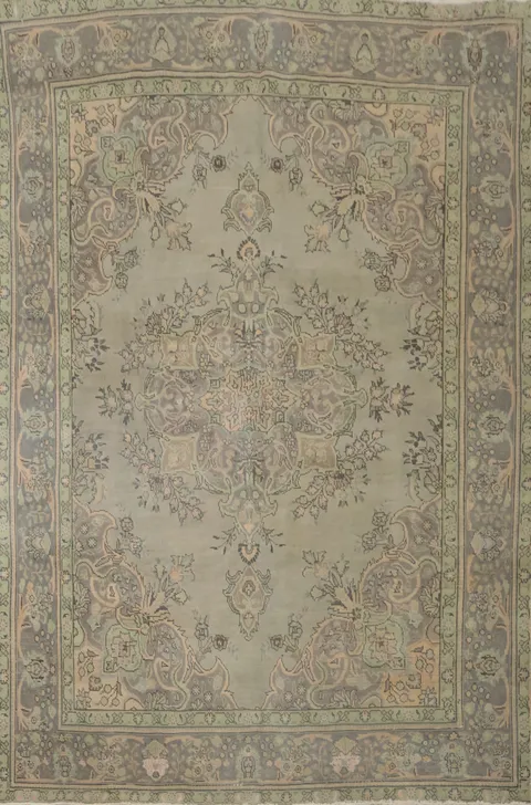 Distressed Over-Dyed Tabriz Persian Area Rug 8x11