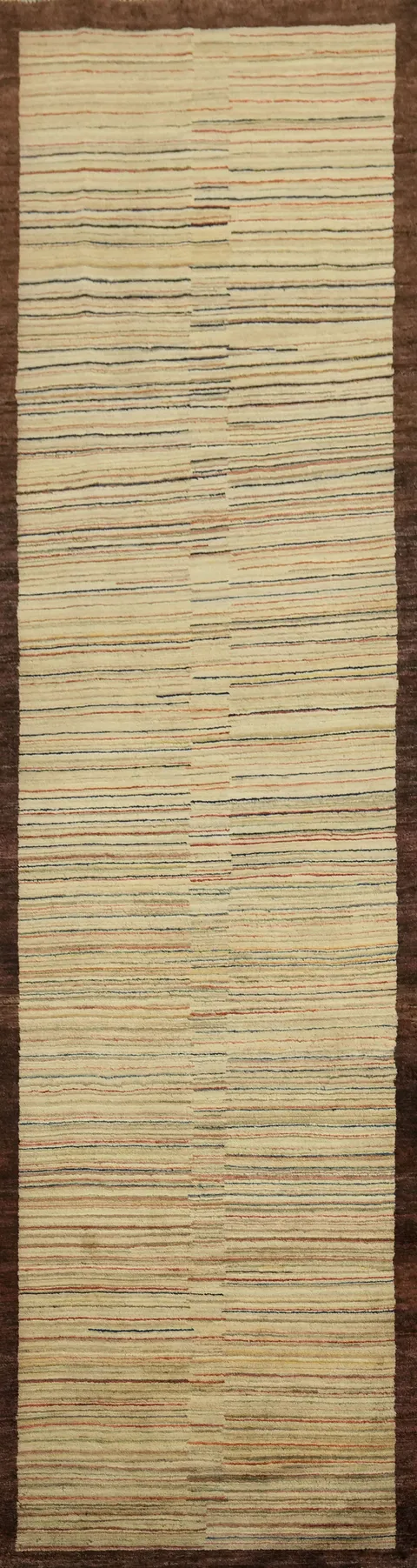 Striped Gabbeh Kashkoli Oriental Runner Rug 3x10