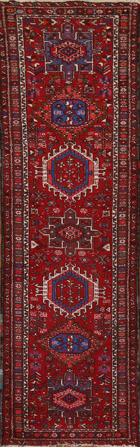 Tribal Red Gharajeh Persian Runner Rug 3x11