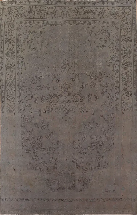 Vintage Distressed Tabriz Persian Area Rug 9x13