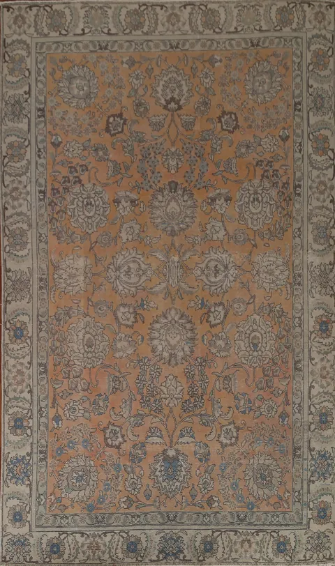 Distressed Floral Tabriz Persian Area Rug 7x11