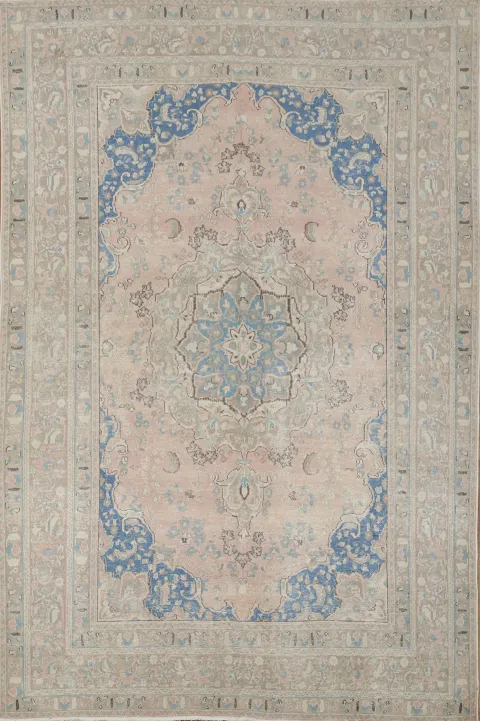 Distressed Mashad Persian Area Rug 6x10