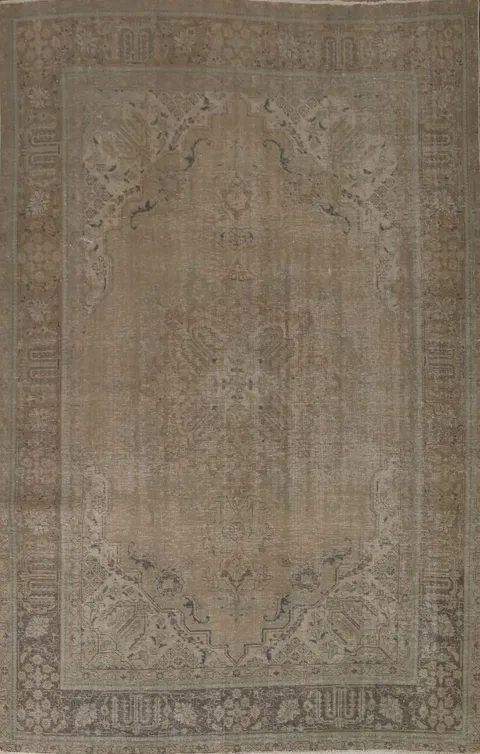 Distressed Wool Tabriz Persian Area Rug 8x11